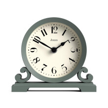 Jones Clocks? Saloon mantel clock | Traditional double scroll design | Green | Contemporary classic style for desk, table, shelf or bedside