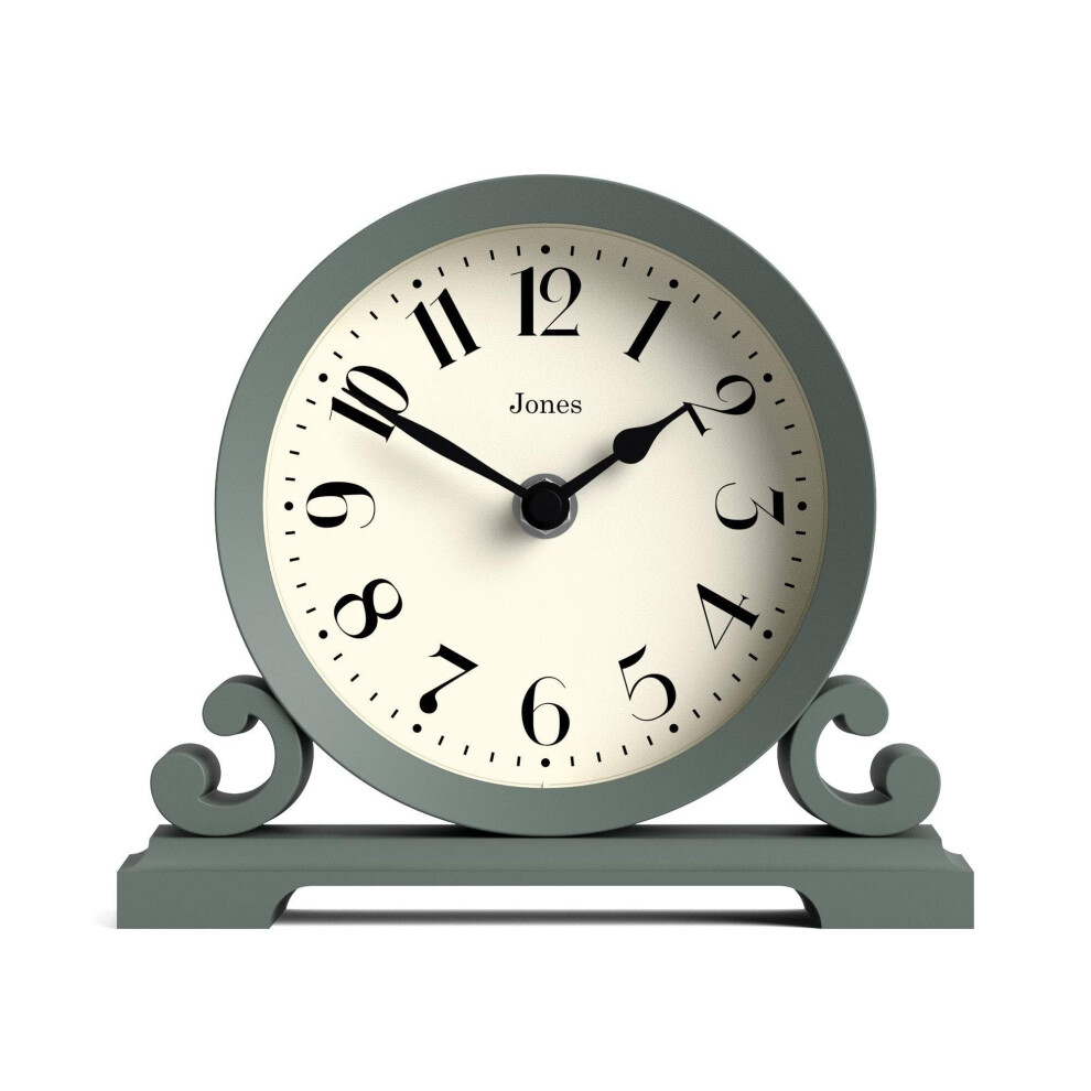 Jones Clocks? Saloon Mantel Clock | Traditional Double Scroll Design | | Contemporary Classic Style For Desk, Table, Shelf Or Bedside Green 5051223050414