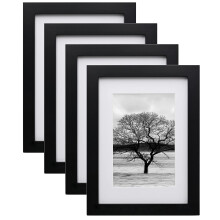 A5 Frame,A5 Picture Frame 100% Solid Wood Matted for 6x4, A5 Photo Frame with Acrylic,14.8x21cm Picture Frame for Tabletop and Wall Mounting,