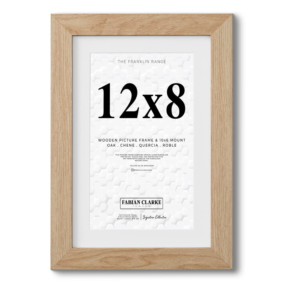 Fabian Clarke London? 12X8 Modern Oak Wooden Picture Photo Frame With 10X6 Mount To Hang Portrait Or Landscape White 5051223051718