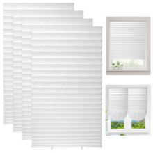 4 Pcs Stick on Blinds for Windows, Temporary No Drill Blinds, Non Woven Pleated Blind for Kitchens, Bathrooms, Bedrooms, Terraces (White, 60W *150H