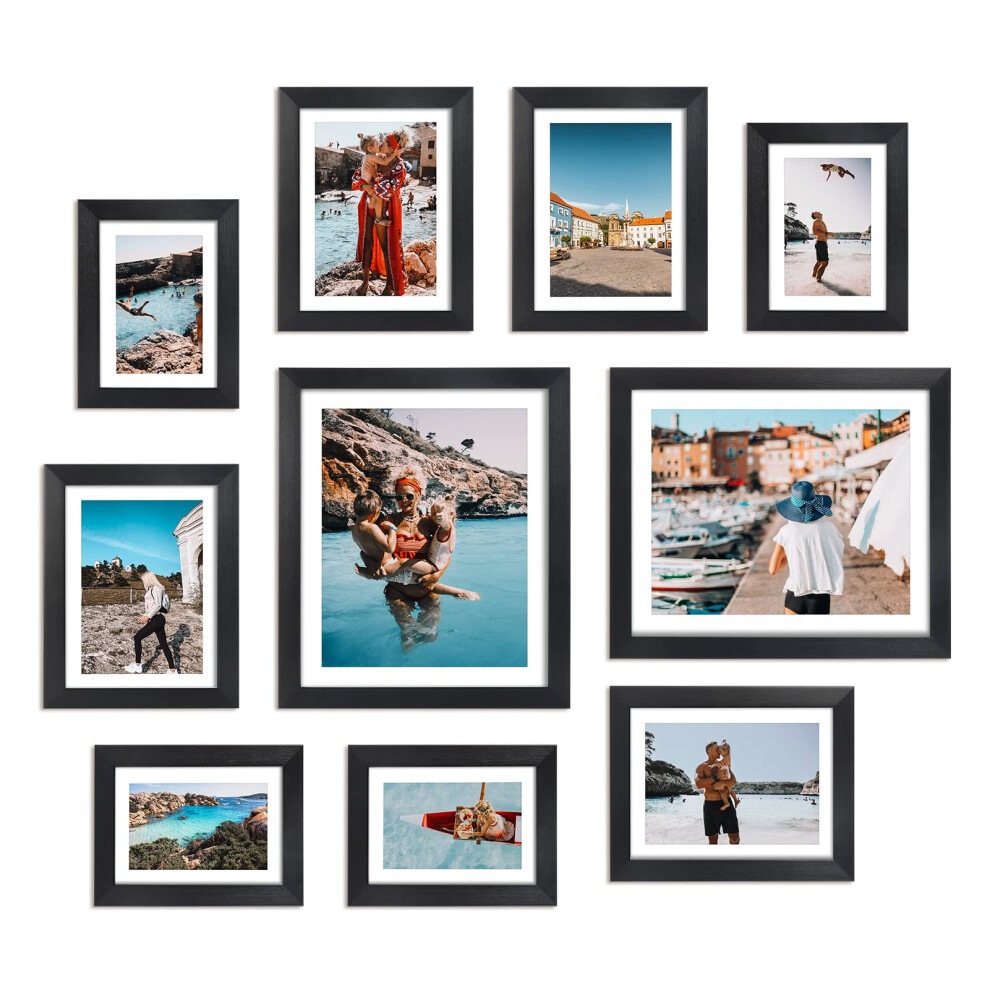 Giftgarden Multi Picture Frames With Mat For Multiple Sizes Photos, Four 4X6, Four 5X7, Two 8X10 For Gallery Photo Frame Collage Wall Or Black 5051223058434