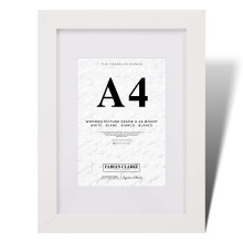 Fabian Clarke London? A4 Modern White Wooden Picture Photo Frame For Certificate or Noticeboard Poster with White A5 Mount to Hang Portrait or