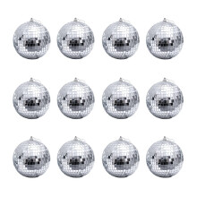 12 Pcs 1.2 Inch Silver Mirror Disco Balls Christmas Tree Bauble Hanging Ball for Home Party Christmas Wedding Decoration Lighting Effect