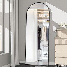 NEUWEABY Arched Full Length Mirror 162x53cm Arch Floor Mirror with Stand Large Wall Black Full Body Standing Hanging or Leaning Against Wall for
