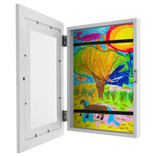 Kids Artwork Display Frames, Front Opening A4 Children Art Projects Changeable Child Artwork Storage Frames for 50-150 Pictures (White)