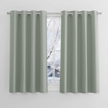 PONY DANCE Sage Green Blackout Thermal Insulated Curtains for Bedroom, 46 x 54 Inch Short Eyelet Curtains & Drapes, Soft Black Out 2 Panels for Window