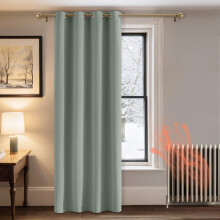 PONY DANCE Sage Green Blackout Curtain 84 Inch Drop for Living Room, Eyelet Thermal Single Door Curtain for Bedroom, Window Treatment for Kids, W42 X