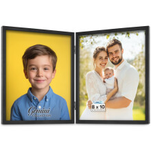 Icona Bay - 10x8 Double Picture Frame - Black - Sturdy Hinged Folding Dual Sided Frames - Vertical Photo Display for Desktop or Table Top - Durable