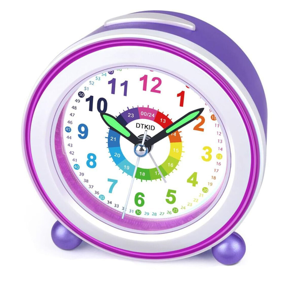 Analogue Kids Alarm Clock, Silent No Tick With Nightlight Snooze Battery Powered For Bedrooms Dtkid