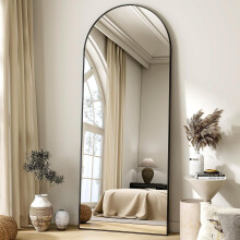 Koonmi Arched Full Length Mirror, Right Angle Design, Medium Size 165?60cm, Full Length Mirror with Stand, Made of Tempered Glass Suitable for