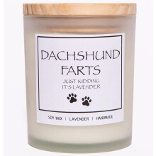 Dachshund Gifts, Sausage Dog Gifts, Dachshund Ornament, Dog Farts Candle, Pet Friendly Lavender Scented Candle, Natural Soy Wax & Natural Essential