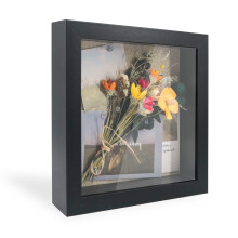 GraduationMall 20X20cm 3D Black Shadow Box Frame Deep Display Box with Linen Back,Ideal for Memorabilia Pictures Flowers Medals Tickets,Tabletop and