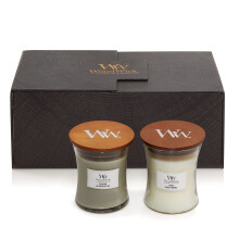 WoodWick Scented Candles Gift Set | Fireside & Linen Hourglass Scented Candles with Crackling Wicks | Up to 60 Hours Burn Time | Gift Box | Perfect