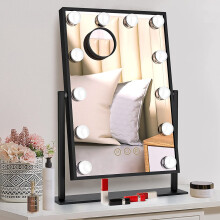 TUREWELL Hollywood Makeup Mirror with Lights,Large Lighted Vanity Mirror with 3 Color Light & 12 Dimmable Led Bulbs,Smart Lighted Touch Control Screen