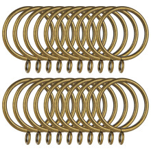 ZOFUN 50 Pcs Brass Curtain Rings, 38mm Antique Brass Curtain Ring with Eyelet for Hooks, Fine Metal Curtain Rings Brass, Rustpoof Cutain Rail Rings