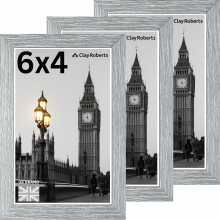Picture Frame 6 x 4, Light Grey, Pack of 3, Freestanding and Wall Mountable, 10 x 15 cm, 6x4 Picture Frames, Grey 6x4 Photo Frames, 4x6 Photo Collage