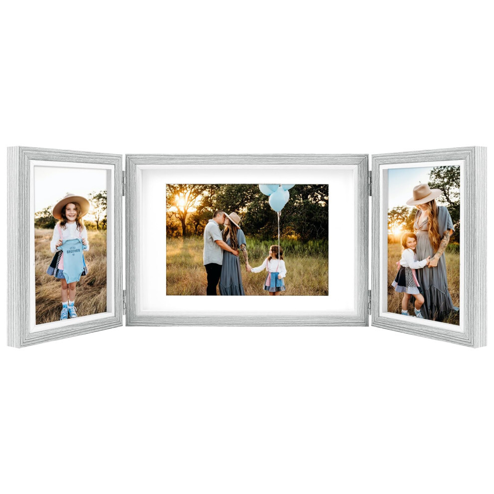 Triple Photo Frame Multiple Photos 3 Picture Frames 4X6 And 5X7 Photos, Gray 5051223063452