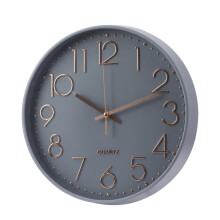 Bargain Lovers Grey Wall Clock 12 inch(30cm) / Battery Operated/Silent Non-ticking Wall Clock/Modern Quartz Design/Decorative Indoor Kitchen Office -