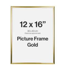 Modern Gold 12x16 Photo Frame for 12x16 (30 x 40cm) Photos or Pictures, Plexi Glass, Wall Mounted Landscape or Portrait