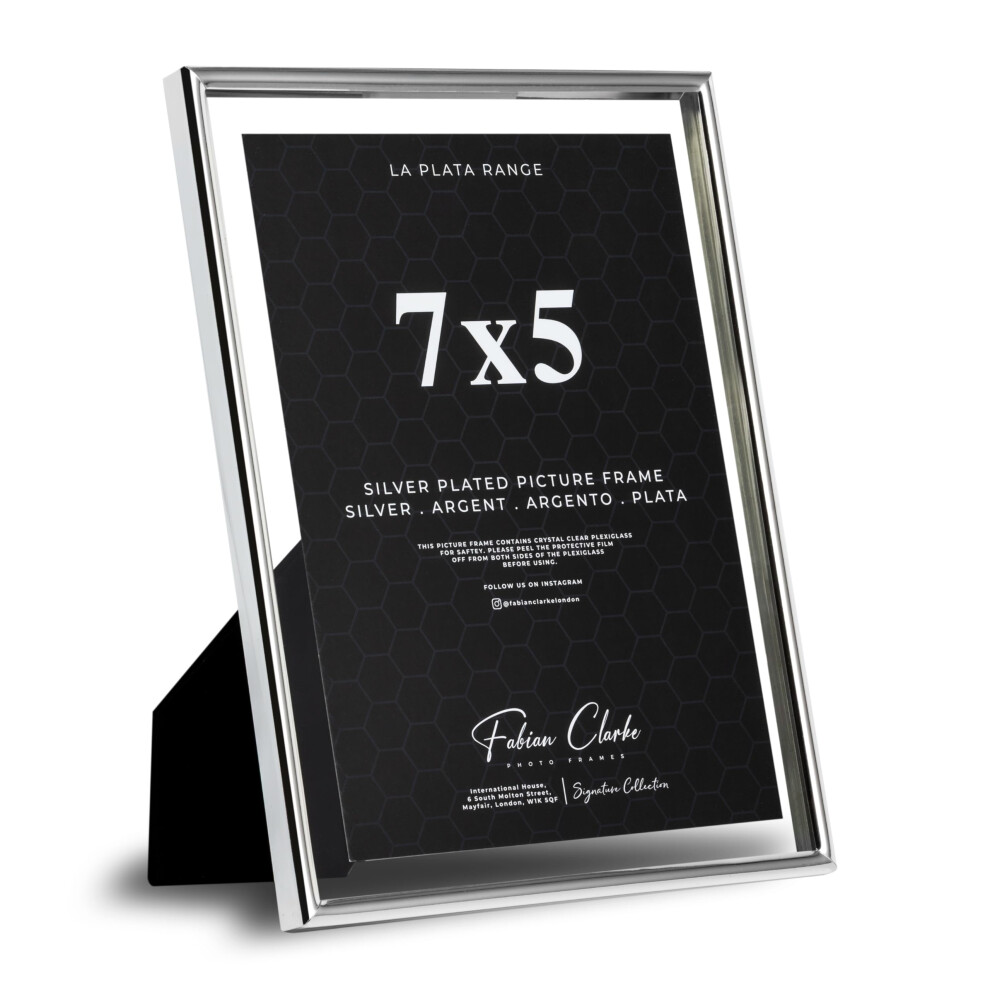 Plated Photo Frame Picture Frame Floating Style Plain Polished Finish And Tarnish Protected For Wedding Picture Or Family Photos 7X5 Silver 5051223066637