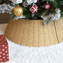 Christmas Tree Skirt - Wicker Style Collapsible Tree Stand Cover for Christmas Trees Under 7ft ? Tree Trunk Basket Guard 57 x 40 x 26 cm