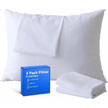 Pillow Protectors 4 Pack Anti Allergy Feather Bed Bug Proof 50x75cm ? Non-Noisy Pillow Protectors with Zipped Closure Anti Dust Mite, Mildew Proof