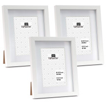 White 6 x 8Inch/A5 Photo Frame Set of 3 with Mount for 4 x 6'' frame, Boxed Garllery 6 x 8'' Picture Frame 3 Pack, A5 frames With Perspex Window, 4 x