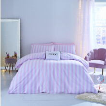 Sassy B Bedding Stripe Tease Reversible Double Duvet Cover Set with Pillowcases Pink
