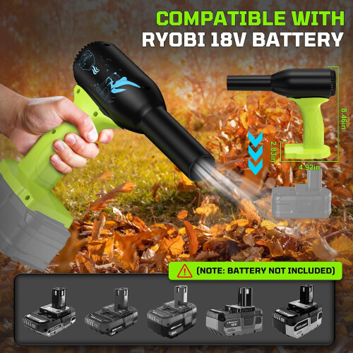 Cordless Leaf Blower with Speed Brushless Motor, 3Speed Control, Compatible with Ryobi 18V 2