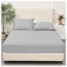 APEX FURNISHINGS Double Fitted Sheet Grey, (137 x 190 cm) 12 inch deep pocket 90GSM Soft Brushed Microfiber bedding, Wrinkle-Free, Easy Care 30cm Deep