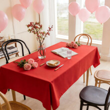Home Brilliant Red Table Cloth for 6 to 8 Seats Table Wipe Clean Fabric Tablecloth Waterproof Table Protector for Kitchen Table Valentines Decor, Red,