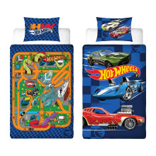 Hot Wheels Officially Licensed Playful Design Single Duvet Cover Set | Reversible 2 Sided Cars Bedding Including Matching Pillow Case | Perfect For