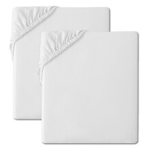 2 Pack Fitted Sheet Soft Microfibre Bed Sheets, Wrinkle Resistant, Breathable & Easy Care Elasticated Corners for Secure Fit White (Single-90X190)