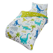 Rapport Roarsome Dinosaur Reversible Duvet Cover Set for Kids | Vibrant Dino World Bedding | Soft Cotton Blend Toddler Size
