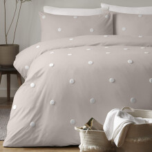 Appletree Signature Duvet Cover Set Double ? Dot Garden Design ? 100% Cotton Bedding ? Linen with White Polka Dots ? Includes 1 Duvet Cover