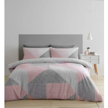 Catherine Lansfield Bedding Larsson Geo Double Duvet Cover Set with Pillowcases Pink