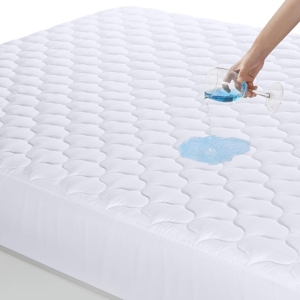 Quilted Fitted Waterproof Mattress Protector, Machine Washable Mattress Cover Stretches Up To 38 Cm Deep (, 90 X 190 Cm) White Utopia Bedding