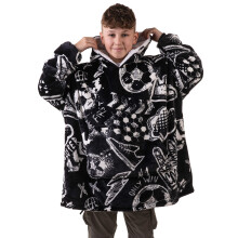 The Big Softy Oversized Blanket Hoodie Kids - Teens, Graphic Print Black Hoodie Blanket, Sherpa Hooded Blanket Kids Oversized Hoodie, Teens Blanket