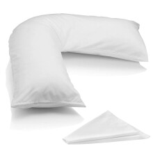MH Home Luxury Filling V Pillow With Pillowcase - Orthopedic Supportive Pillow For Neck, Back & Shoulder - Pregnancy Nursing Support Shaped Pillows -