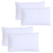 Funky Gadgets Pillow Cases 4 Pack White 200 Thread Count 100% Egyptian Cotton Pillowcases, Soft Breathable & Hypoallergenic Envelope Closure Pillow