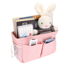 IGNPION Canvas Bedside Hanging Storage Bed Pockets Baskets-Adjustable Hanging Tape Dormitory Bed Organiser Caddy Mulit-purpose Hanging Storage Bag for
