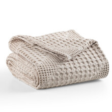 Milam London Super King Throw Blanket | 100% Cotton Soft Bed Throws | Throws for Sofas Large | Joanna Collection | Beige - 250 x 280 cm