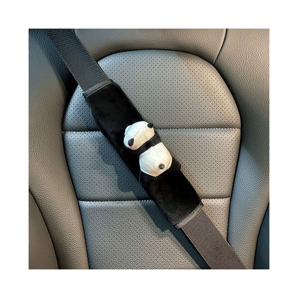 Panda Car Accessories Set With Plush Steering Wheel Cover, Seat Belt Pads And Headrest Pillow 9169991198699