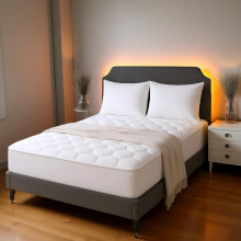 Salt Valley Quilted Double Mattress Protector ? Extra Deep 30cm Fitted Skirt ? Anti-Allergenic & Machine Washable Microfiber Mattress Cover (White,