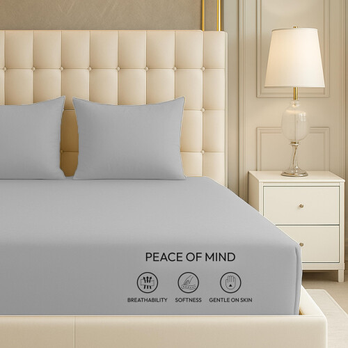 BEDIO King Size Fitted Sheets Extra Deep Pocket Grey 40 CM Bed Sheets Soft Brushed Microfiber Fabric, Elastic Corners Breathable Shrinkage 1