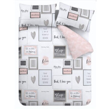 Catherine Lansfield Sleep Dreams Reversible King Duvet Cover Set with Pillowcase Blush Pink