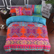 King Size Bohemian Duvet Cover Red and Blue Colorful Boho Bedding Set with 2 Pillowcases Soft Microfiber Moroccan Bed Cover 220cm X 230cm