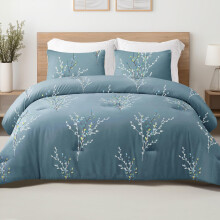 Exclusivo Mezcla Coverless Duvet Set with 2 Pillowcases, 7.5 Tog King Size Reversible Duvet All Seasons with Flower Pattern, Lightweight and Warm,