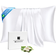 Ravmix 100% Silk Pillowcase for Hair and Skin 21Momme Both Sides Mulberry Silk Pillow Case with Hidden Zipper, 1PCS, Standard 50?75cm, Pure White